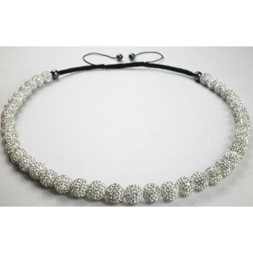 Tresor Paris White Shamballa Necklaces Crystal Ball Necklaces NE08